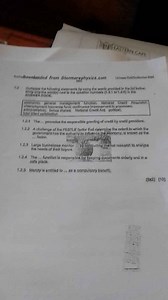 1.2 Complete the following statements by using the words provid... | Filo