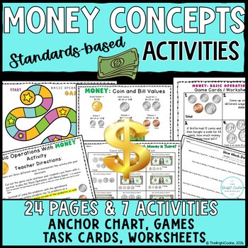 Money Concepts Activities | Counting Money, Making Change & Word Problems, 4th