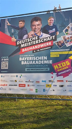 STABILA as official sponsor at the German Construction Trade Championships 💛🇩🇪​🖤​ From 8 to 10 November 2025, the German Construction Trade Championships were held at the Bavarian Construction Academy in Feuchtwangen. The best young craftsmen and craftswomen from all over Germany competed against each other. These young talents had already proven themselves as state champions. The best even have the chance to qualify for the European or World Championships. STABILA als offizieller Sponsor be