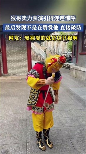猴哥賣力表演引得連連驚呼，最後發現不是在贊賞他直接破防，網友：耍猴耍的就是這只猴啊 #大熱門 #共鳴