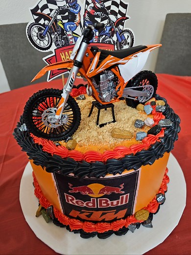 Dirtbike Birthday Cake Inspired by Red Bull