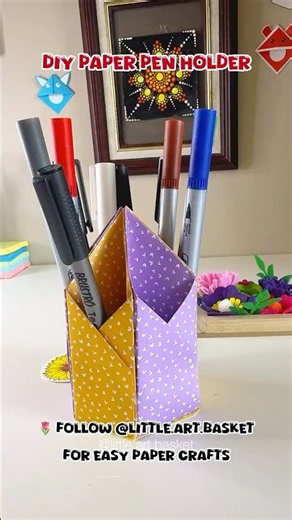 DIY Paper Pen Holder 📚 Easy Desk Organizer | Origami Craft | Back to School DIY #shorts