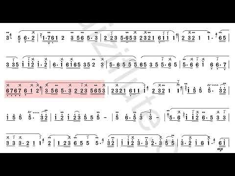 《梅花三弄-Three Stanzas of Plum-blossoms》C key dizi flute Jianpu Number Notation Video Score