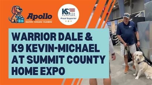 At the Summit County Home Expo, Dale and Kevin-Michael shared powerful stories about how K9s For Warriors provides hope, healing, and independence to our veterans. 🐾💪 We’re proud to support such a life-changing mission. 🙌 Help us reach our goal to sponsor a service dog's training by donating at: https://bit.ly/4oyNq9F 💙🇺🇸 | Apollo Heating, Cooling, and Plumbing