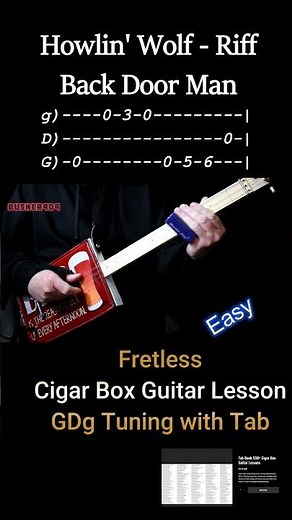 Back Door Man - Howlin' Wolf (No Chat) Fretless Cigar Box Guitar Lesson (Slide) GDg Classic Blues