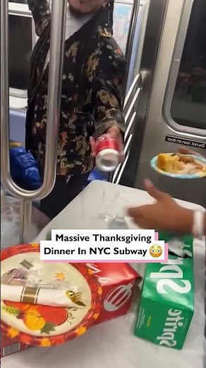 Massive Thanksgiving Dinner In NYC Subway 😳