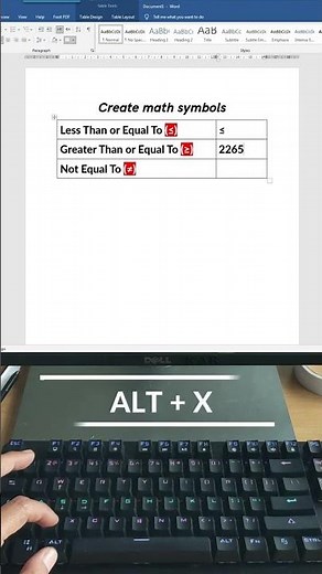 Type Less Than or Equal To (≤), Greater Than or Equal To (≥), and Not Equal To (≠) in Word