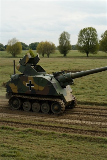 The Hummel (“Bumblebee”) was a German 150 mm self-propelled gun fielded during World War II to provide mobile heavy artillery support for Panzer divisions. Officially designated 15 cm sFH 18/1 auf Geschützwagen III/IV, it mounted the powerful 15 cm sFH 18 howitzer on a hybrid chassis combining elements of the Panzer III and Panzer IV. | Synthetic Squad