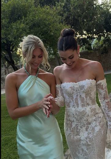 Beautiful Bride and Bestie as Something Blue in Wedding