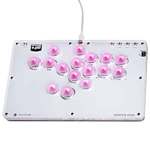 JZW-Shop Haute42 Leverless Arcade Stick T16, All-Button Arcade Controller for Switch/PC/PS4/PS3 /Steam Deck, Slim Arcade Fighting Game Keyboard with Turbo & Custom RGB, Supports Hot-Swap & SOCD (White)