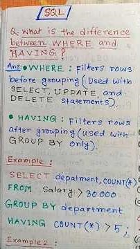 What is the difference between WHERE and HAVING clause in SQL? Explain with Examples. #shorts #sql