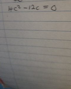 Solve the equation:4c^2 - 12c = 0... | Filo