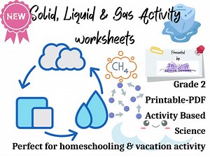 Grade 2: Science, Solid, Liquid and Gas. PDF Downloads, Printable Worksheets, Homeschooling Perfect, Vacation Adventure, States of Matter - Etsy