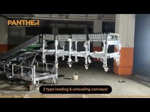 Z type Loading and Unloading Conveyor with attached Flexible Roller Conveyor