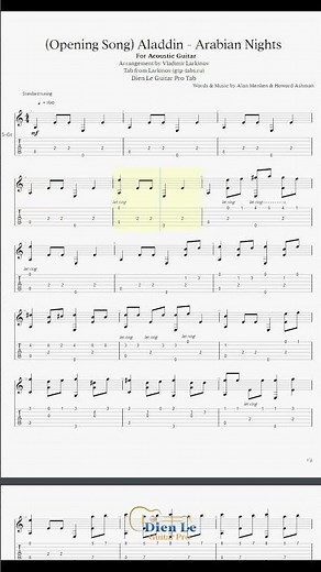 Aladdin - Arabian Nights (Opening Song) Acoustic Guitar Arrangement