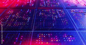 High Tech Futuristic AI Processor. Processing Data In Real Time. Artificial Intelligence. Computer And Technology Related 4K 3D CG Animation.