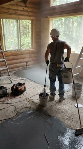 Rustic Log Cabin Gets a Metallic Epoxy Transformation #epoxy #cabin #satisfying