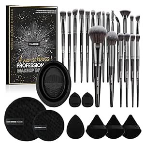 MAANGE Makeup Brushes 30 Pcs Makeup Tool Set with Gift Box, Multi-functional Makeup Kit Powder Brush Make Up Brushes Set for Women (Black, 30 Piece Set)