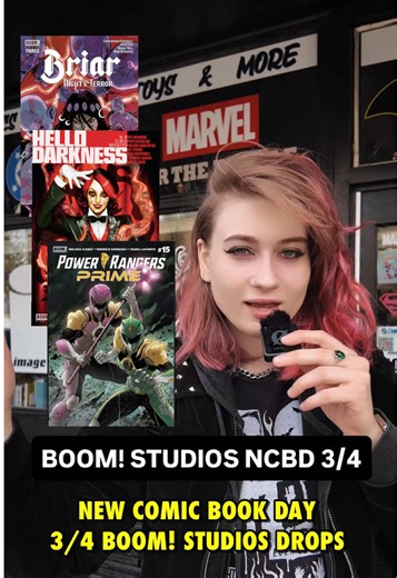 It’s NEW COMIC BOOK DAY and we are checking out STARGAZER comics in Tacoma, Washington! Three great new BOOM! Titles drop TODAY: Hello Darkness 19, Power Rangers Prime 15, and Briar: Night’s Terror 3🔥 @BOOM! Studios #BoomStudiosPartner