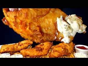 ASMR MUKBANG GIANT FISH AND CHIPS WITH EXTRA TARTAR SAUCE | Magic Mikey