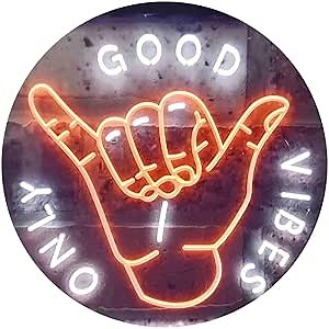 ADVPRO Good Vibes Only Hand Room Dual Color LED Neon Sign White & Orange 12" x 8.5" st6s32-i3475-wo