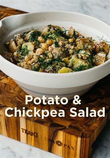 Potato and Chickpea Salad with Dill & Cornichons by @lideylikes leans into the comfort of a traditional potato salad with a brighter, tangy crunch. The iconic teak boards by @teakhaus now come paired with a premium sheet pan made in collaboration with USA Pan. Built to go from prep, to oven, to table with ease — officially available. We can’t wait for you to experience it! #teakhaus #cookinglovers #servingboards #kitchenessentials