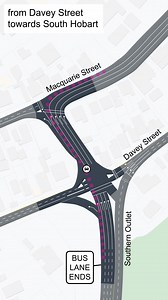 We're almost ready to open the new Transit Lane Connector! Work has been progressing well, and we are on track to finish later this month. Our video below explains how the Transit Lane Connector will work when it opens. 👇 The connector will add an extra lane at the bottom of the Southern Outlet between Davey and Macquarie Streets. When it opens, the extra lane can be used by all traffic from the end of the current bus lane. After the construction of the Southern Outlet Transit Lane from Olinda 