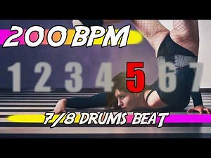 ✅ 200 BPM Backing Track in 7/8 🥁 Ten minutes of drums beat for practicing