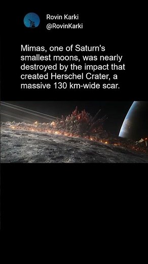 Mimas Saturn's smallest moons, was nearly destroyed by a massive 130 km wide scar #spaceexploration