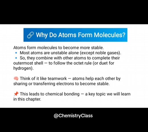 Why do atoms form molecules? Learn how atoms bond to achieve stability and lower energy, with simple explanations of bonding and chemical interactions. Perfect for beginners and quick chemistry learning. @Inspire by M.U.M #ChemicalBonding #Molecules #ChemistryBasics #AtomicStructure #LearnChemistry