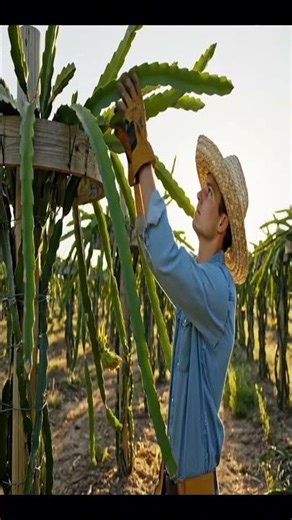 Giant Red Dragon Fruit Farming: From Night Bloom Pollination to Premium Harvest Process