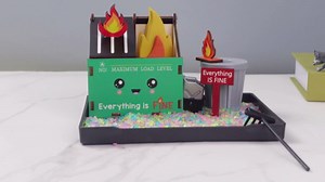 Dumpster Flame Zen Garden for Desk, Mini Dumpster Flame Zen Garden Funny Desk Accessories, DIY Figurines Sand Tray Therapy Kit, Mothers Day Birthday Graduation Gifts, Stress Relief Gifts for Coworker