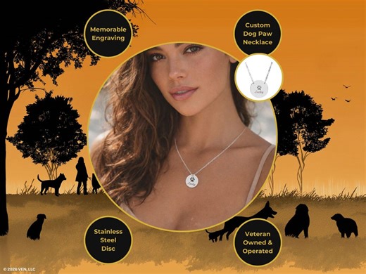 Engraved Dog Paw Necklace Gift | Stainless Steel Circle Pendant, Custom Text and Paw Design - Etsy