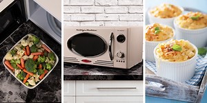 With a beautiful and sleek retro design, this microwave is sure to stand out in any kitchen. It features 12-pre programmed cooking settings and a bright LED display, making usability simple. Five power levels and 800-watts of power are perfect for reheating leftovers or cooking food. | Nostalgia