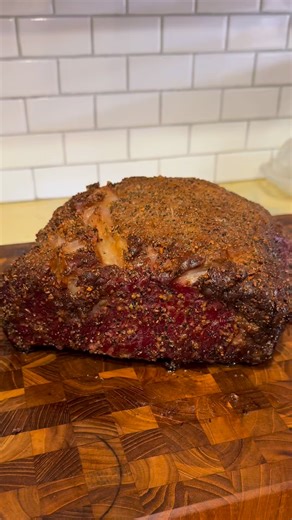 New York Strip Roast! Dry salt brine for 2 days, then coated it with McCormick Spices Montreal Seasoning. Cooking Process: Smoked to 108 F internal temp, then took off and rested for 60 minutes under foil. Finished it in the oven at 500 F for 15 minutes. Perfect cook, but the flavor was on another level. #primerib #primeribroast #newyorkstrip #roast #cooking | Mirnes Mehic