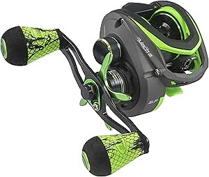 Lew's Mach 2 Baitcast Fishing Reel, 9+1 Stainless Steel Ball Bearings, 7.5:1 Gear Ratio, Black/Green