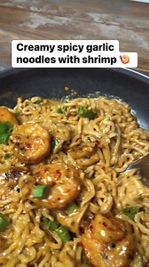 Creamy spicy garlic noodles with shrimp 🍤 #noodles #ramennoodles | Ninjacue