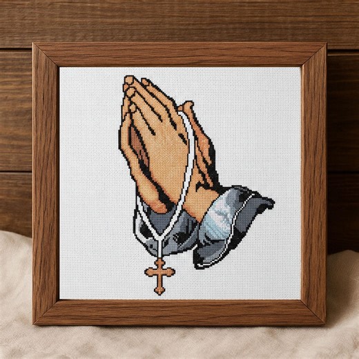 Praying Hands Cross Stitch Pattern, Religious Rosary Embroidery, Catholic Prayer Chart, Instant Download - Etsy