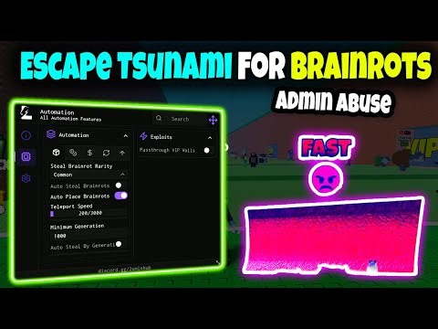Escape Tsunami For Brainrots Script *Admin Abuse* 🌊 Lumin Hub Walk Speed, No Hit Tsunami, No Clip
