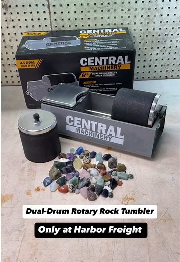 The Central Machinery 6 lb. Dual-Drum Rotary Rock Tumbler delivers a smooth, polished finish on rocks, semiprecious stones, glass, and metal. Available for $69.99 only at #HarborFreight. Happy tumbling!