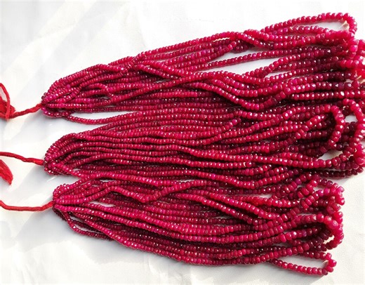 Faceted Ruby Rondelle Beads: Natural Corundum Gemstone Strand - Etsy