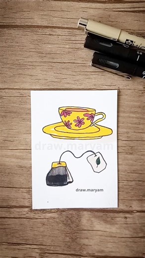 Teacup Drawing | Cute Ink & Marker Illustration