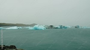 Time lapse of icebergs and ice glaciers at lake Jokulsarlon in Iceland