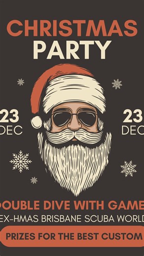 🎄✨ You’re invited to the Scuba World Christmas Party! ✨🎄 We’re wrapping up an amazing year the best way we know how… UNDERWATER! 🤿🌊 Join us for a double dive at the Ex-HMAS Brisbane Shipwreck, where we’ll be running a special Christmas Scavenger Hunt across the 130-metre wreck. Yes… clues, treasures, challenges — all underwater 👀🎁 Between dives, the fun continues with a surface-interval game packed with prizes 🎉 And of course… our favourite tradition: 🎅 Best Costume Prize! Bring your wil