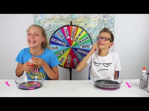 SIS vs BRO! Mystery Wheel of Slime Switch-Up Challenge!!!