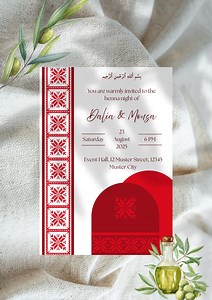 Palestinian Henna Invitation Template | Editable Canva Wedding Henna Party Invite | Digital Download | Arabic Muslim Mehndi Invitation - Etsy Canada