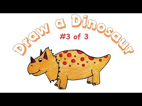 Directed Draw - Dinosaur, Triceratops step by step for kids