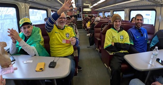 Soccer fans make journey to Gillette Stadium on train for Brazil-France friendly