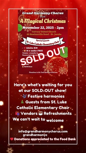 We can’t wait to welcome you! #GrandHarmonyChorus #AMagicalChristmas #KWChristmasEvents #soldoutshow | Grand Harmony Four Part Harmony Chorus