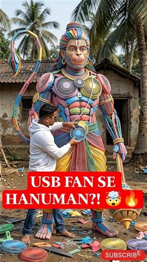USB FAN SE HANUMAN?! 🤯🔥 #shorts #hanumanchalisa #ytshorts #craftwork #hardworkworks #viralshorts